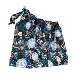 Grace & Emma Tie One Shoulder Top Size XL Blue Black Pink White